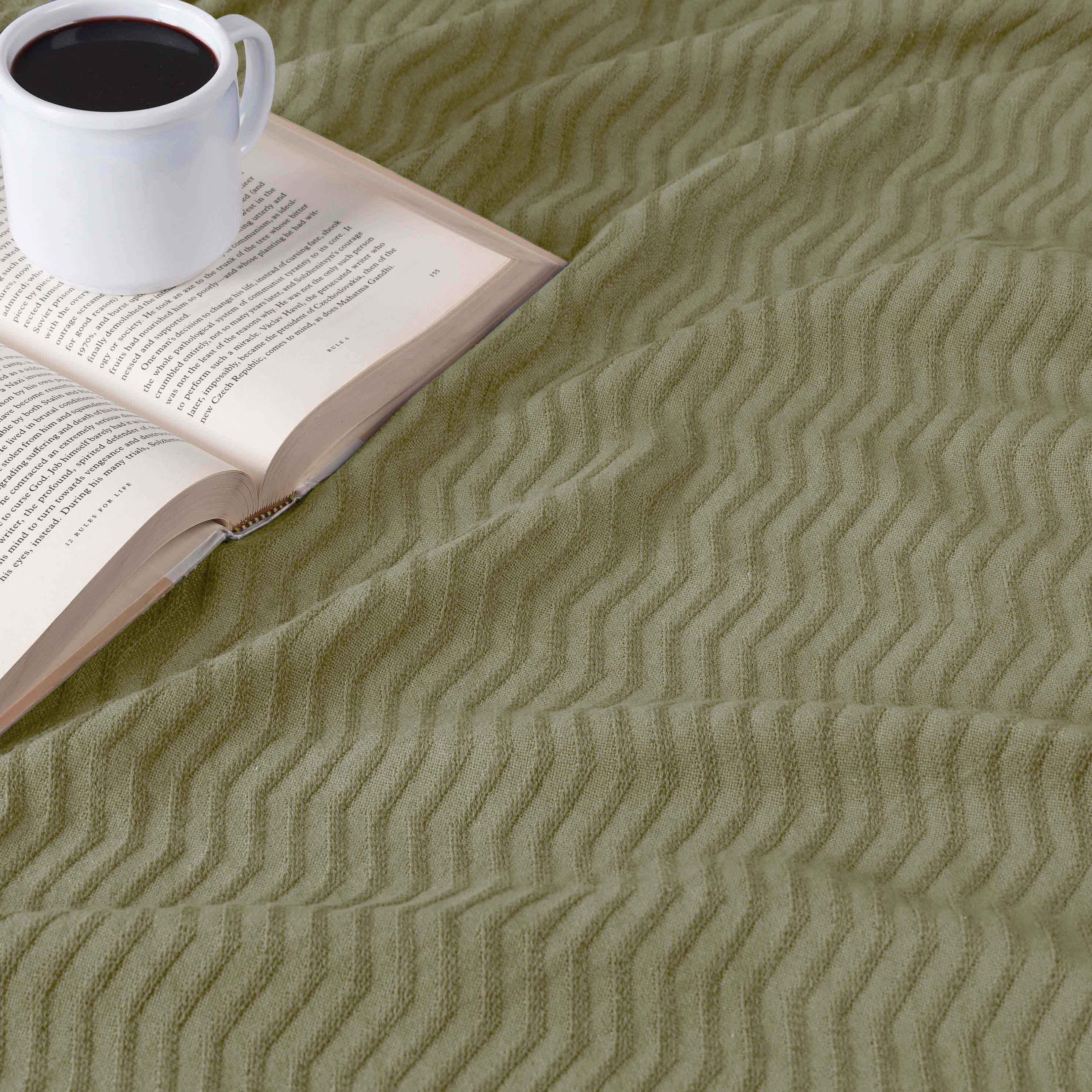Jena Cotton Textured Chevron Lightweight Woven Blanket - Blanket by Superior Brand