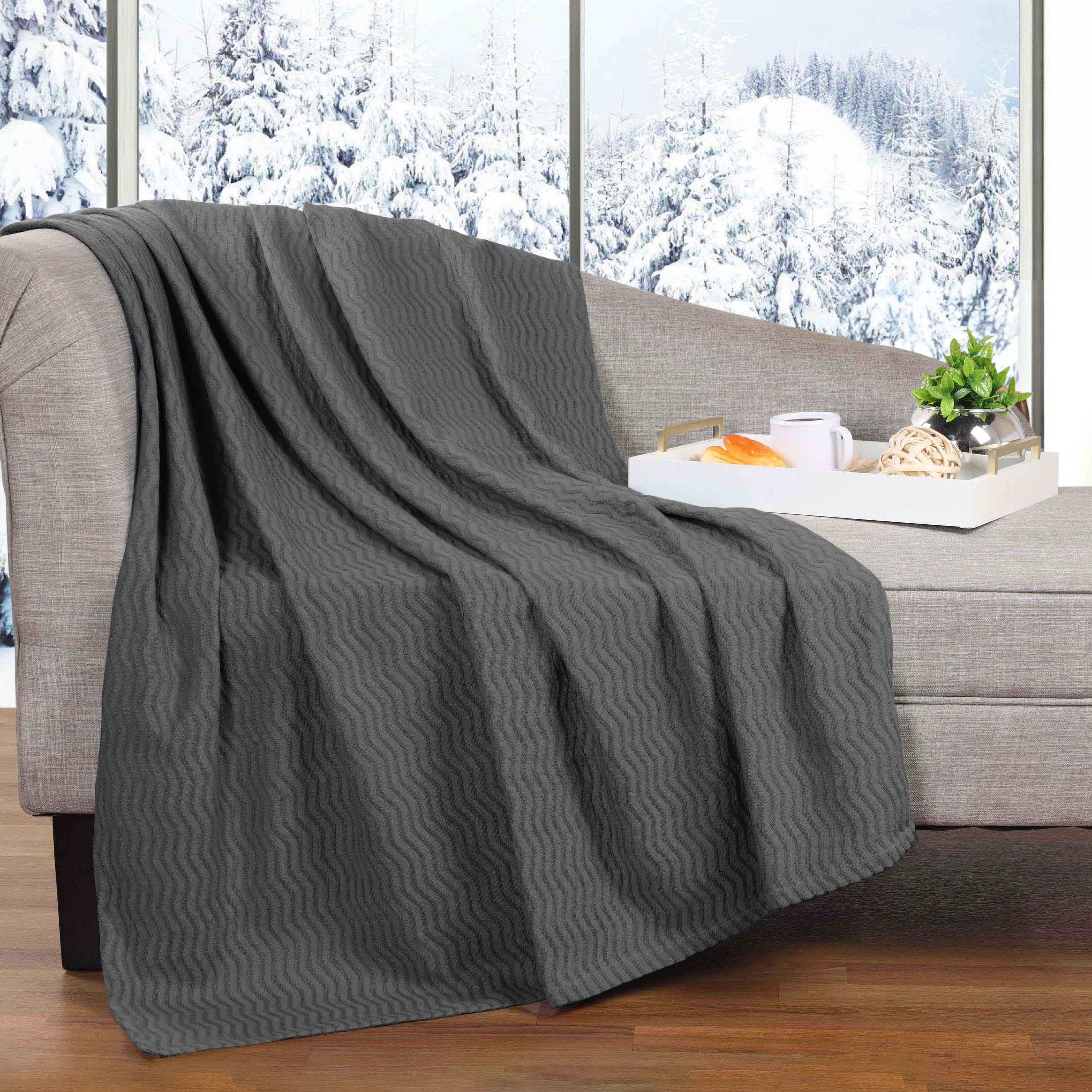 Jena Cotton Textured Chevron Lightweight Woven Blanket - Blanket by Superior Brand