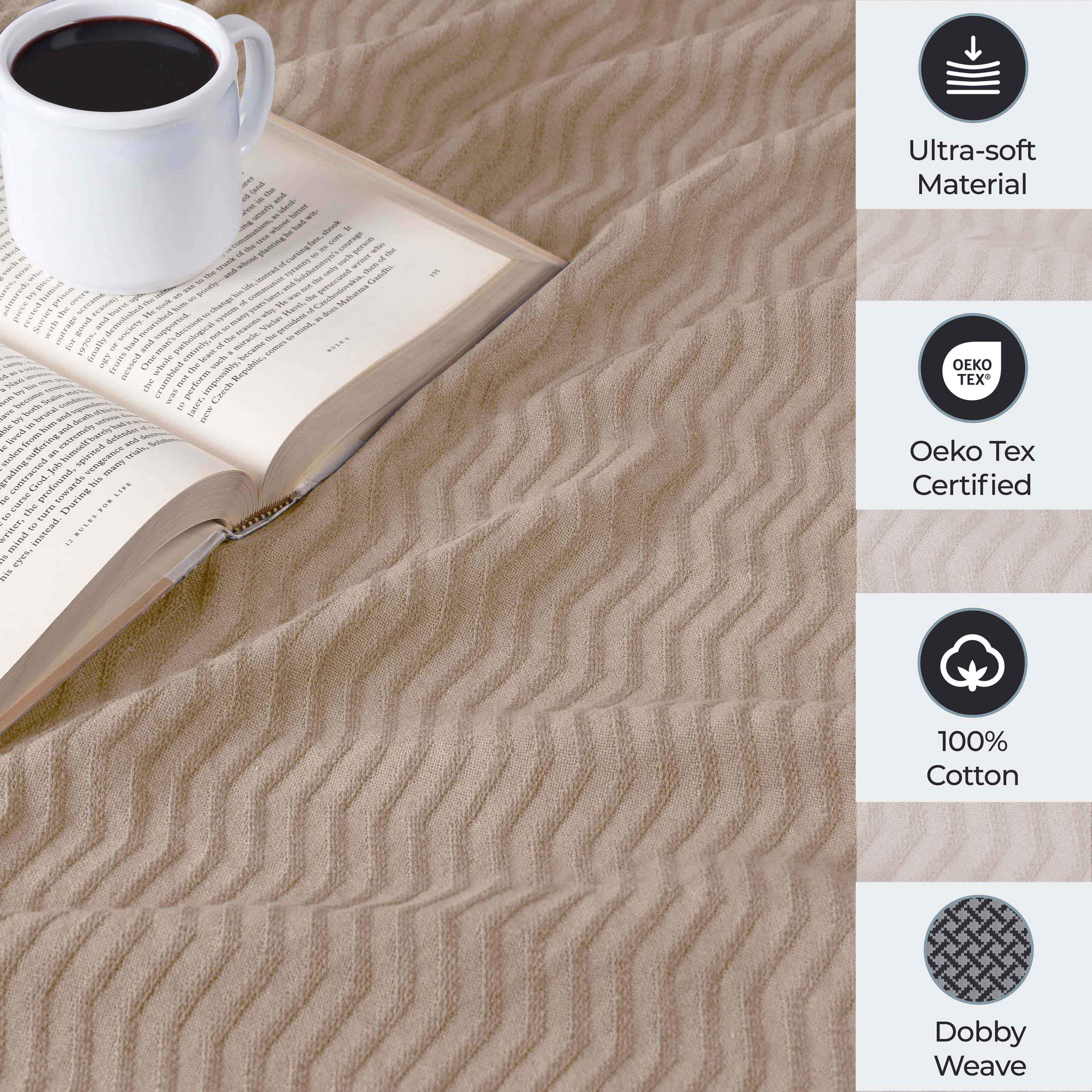 Jena Cotton Textured Chevron Lightweight Woven Blanket - Blanket by Superior Brand