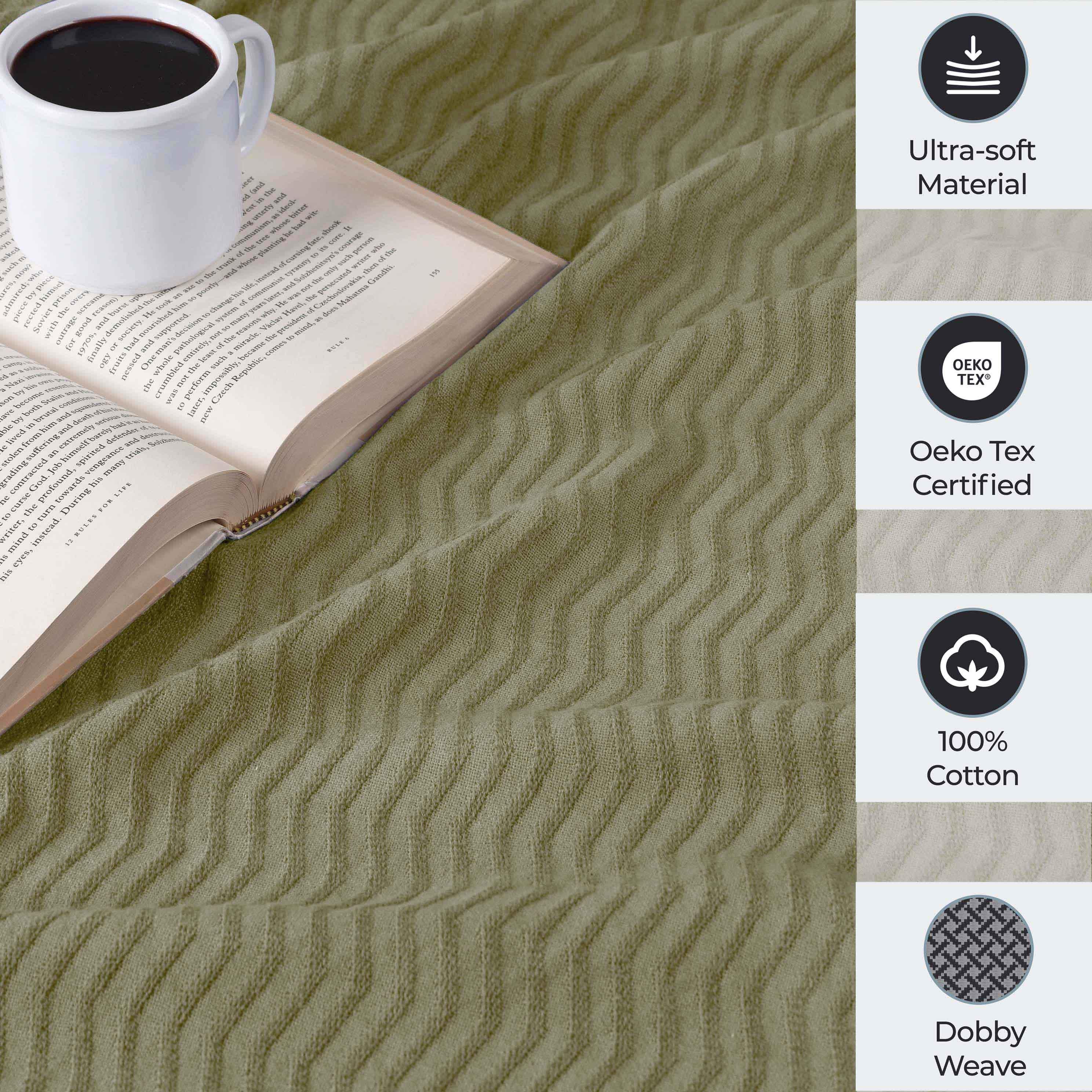 Jena Cotton Textured Chevron Lightweight Woven Blanket - Blanket by Superior Brand