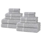 Juno Cotton Blend Textured Checkered Ribbed Border 12 Piece Towel Set - Towel Set by Superior Brand