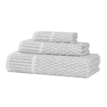 Juno Cotton Blend Textured Checkered Ribbed Border 3 Piece Towel Set - Towel Set by Superior Brand