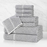 Juno Cotton Blend Textured Checkered Ribbed Border 8 Piece Towel Set - Towel Set by Superior Brand