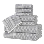 Juno Cotton Blend Textured Checkered Ribbed Border 8 Piece Towel Set - Towel Set by Superior Brand