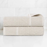 Cotton Blend Textured Checkered Bath Towel Set of 2 - Bath Towel by Superior Brand