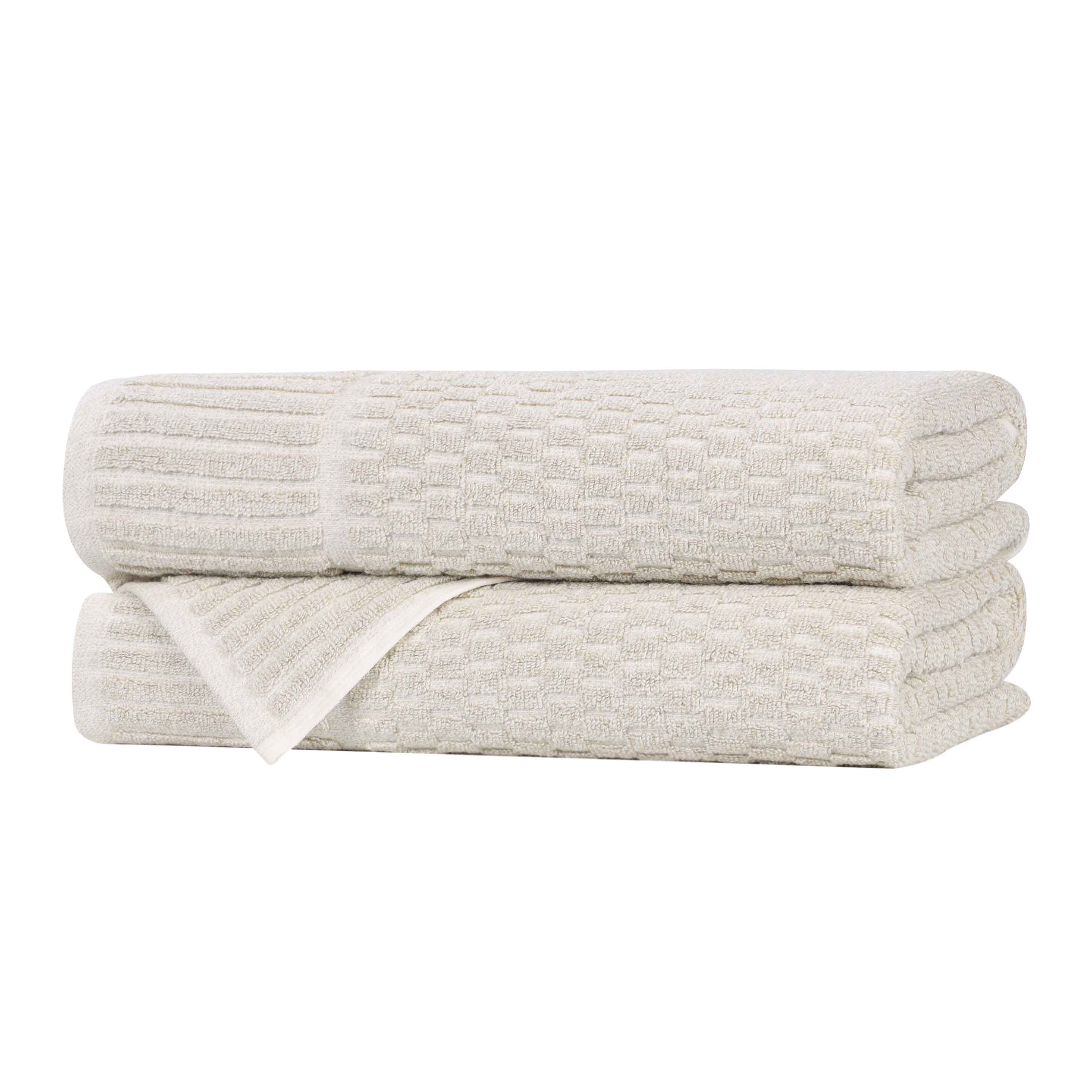 Cotton Blend Textured Checkered Bath Towel Set of 2 - Bath Towel by Superior Brand