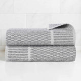 Cotton Blend Textured Checkered Bath Towel Set of 2 - Bath Towel by Superior Brand