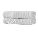 Cotton Blend Textured Checkered Bath Towel Set of 2 - Bath Towel by Superior Brand