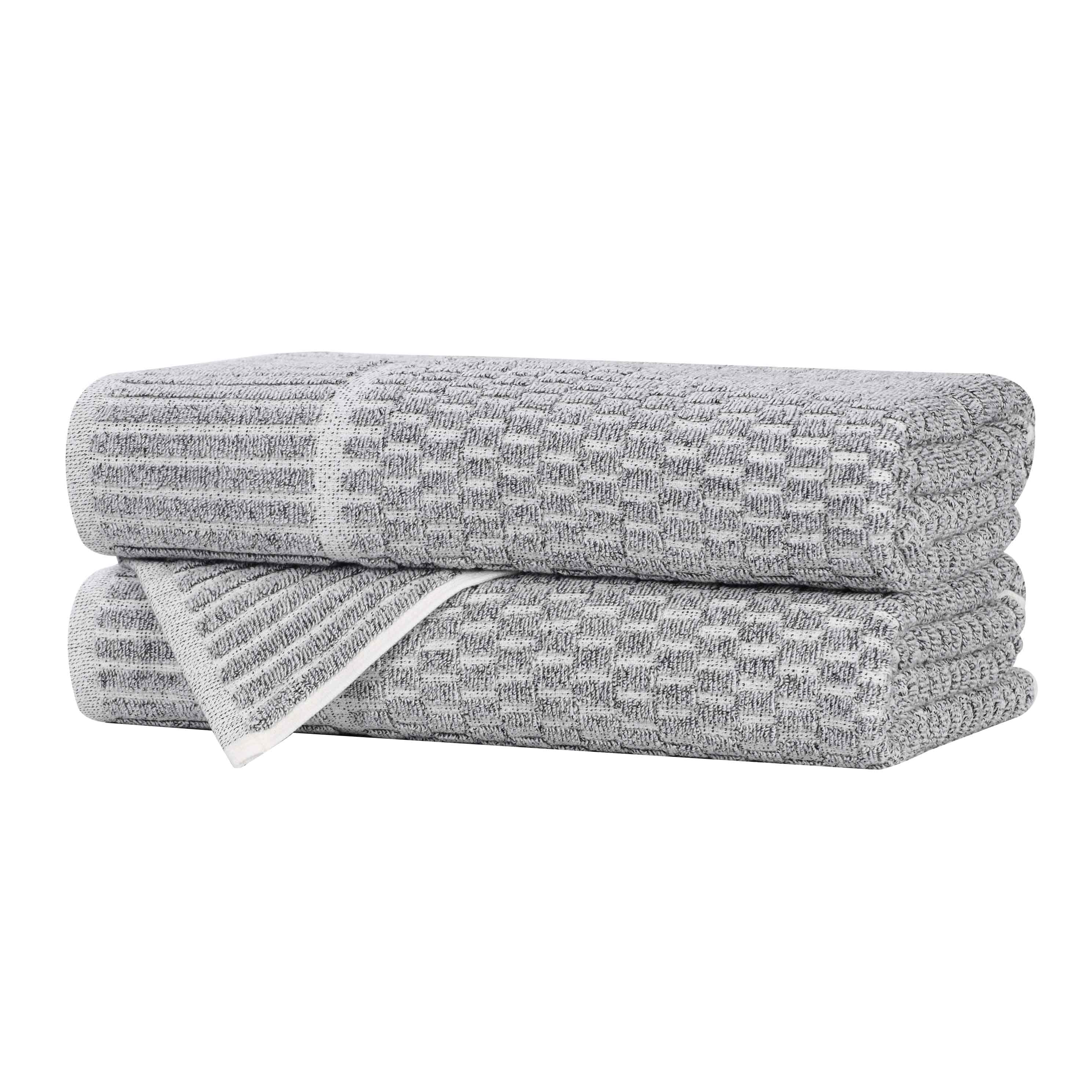 Cotton Blend Textured Checkered Bath Towel Set of 2 - Bath Towel by Superior Brand