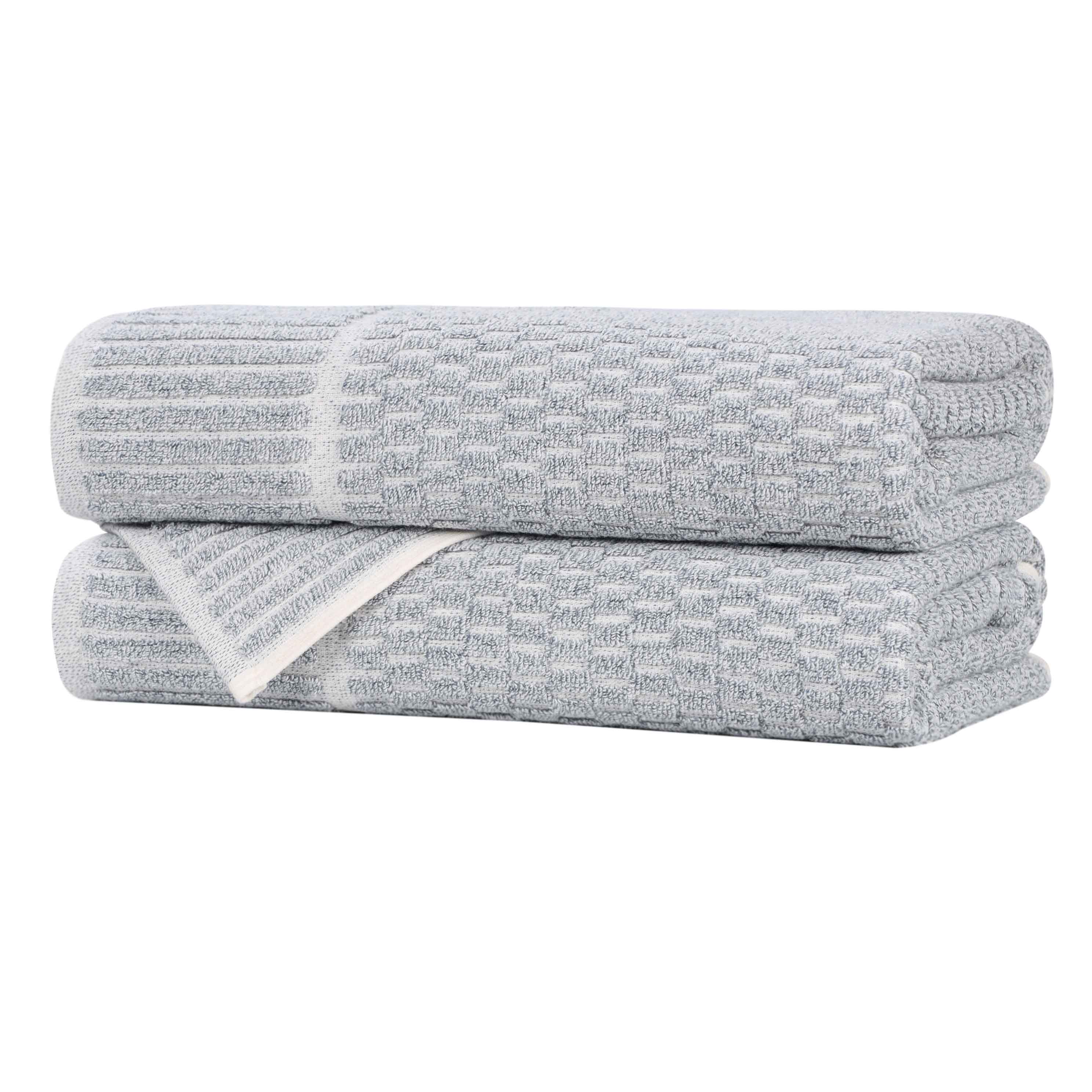 Cotton Blend Textured Checkered Bath Towel Set of 2 - Bath Towel by Superior Brand