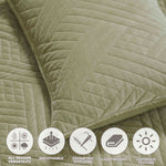 Karina Cotton Velvet Lightweight Geometric Quilt and Pillow Sham Set - Quilt Set by Superior Brand