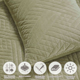 Karina Cotton Velvet Lightweight Geometric Quilt and Pillow Sham Set - Quilt Set by Superior Brand