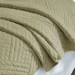 Karina Cotton Velvet Lightweight Geometric Quilt and Pillow Sham Set - Quilt Set by Superior Brand