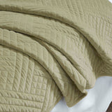 Karina Cotton Velvet Lightweight Geometric Quilt and Pillow Sham Set - Quilt Set by Superior Brand
