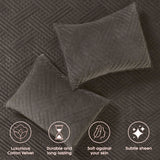 Karina Cotton Velvet Lightweight Geometric Quilt and Pillow Sham Set - Quilt Set by Superior Brand