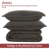 Karina Cotton Velvet Lightweight Geometric Quilt and Pillow Sham Set - Quilt Set by Superior Brand