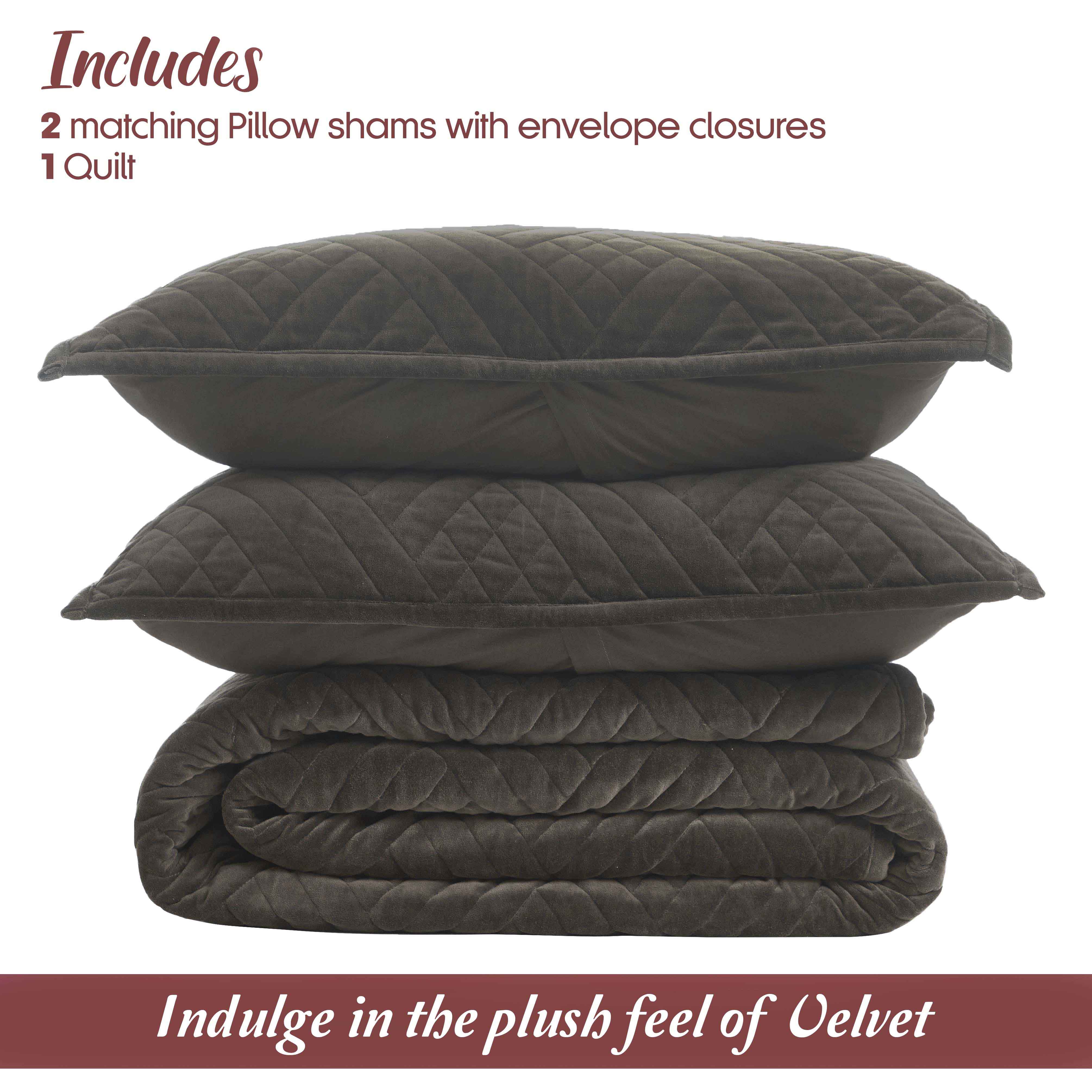 Karina Cotton Velvet Lightweight Geometric Quilt and Pillow Sham Set - Quilt Set by Superior Brand