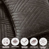 Karina Cotton Velvet Lightweight Geometric Quilt and Pillow Sham Set - Quilt Set by Superior Brand