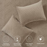 Karina Cotton Velvet Lightweight Geometric Quilt and Pillow Sham Set - Quilt Set by Superior Brand