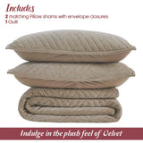 Karina Cotton Velvet Lightweight Geometric Quilt and Pillow Sham Set - Quilt Set by Superior Brand
