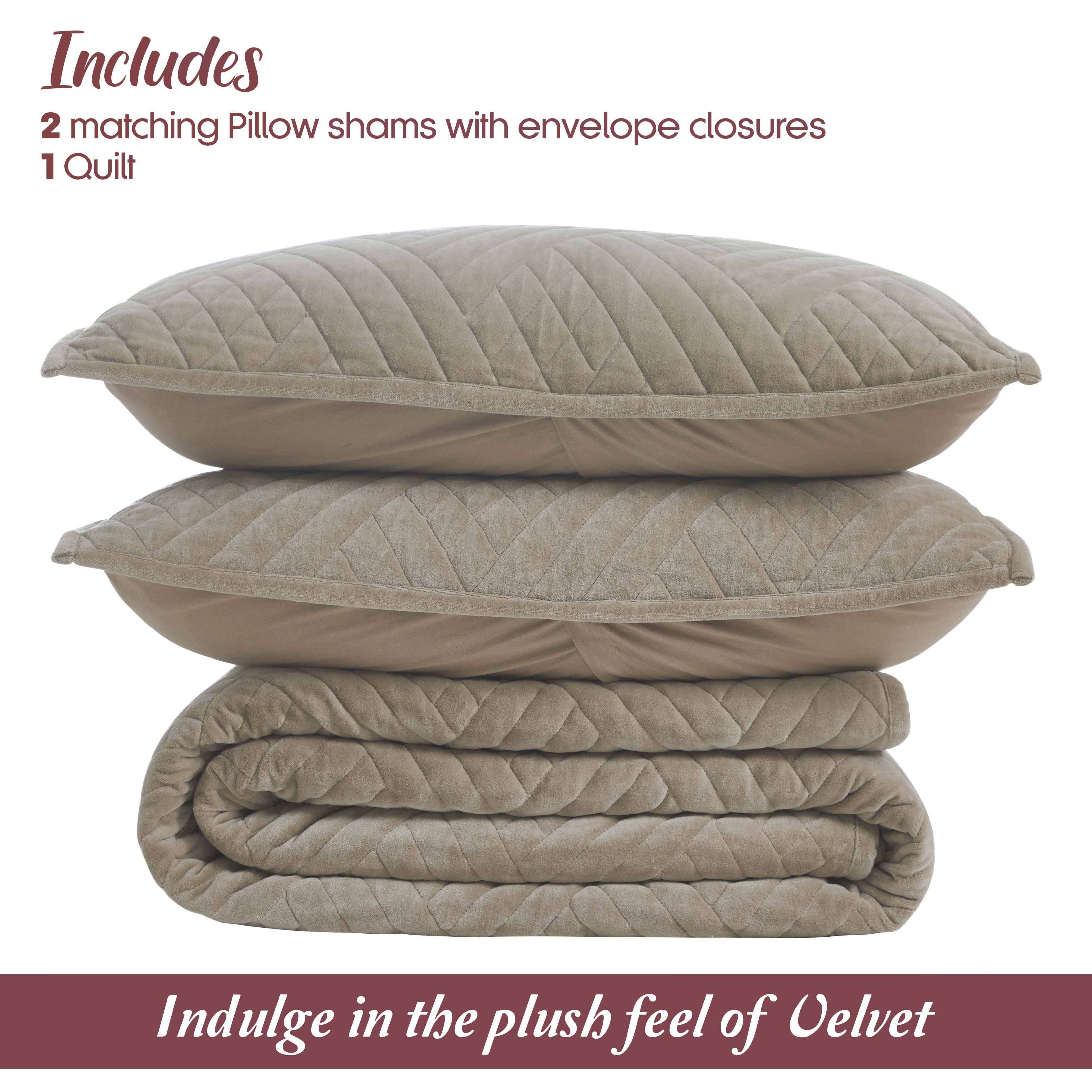 Karina Cotton Velvet Lightweight Geometric Quilt and Pillow Sham Set - Quilt Set by Superior Brand