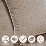 Karina Cotton Velvet Lightweight Geometric Quilt and Pillow Sham Set - Quilt Set by Superior Brand