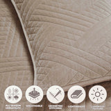 Karina Cotton Velvet Lightweight Geometric Quilt and Pillow Sham Set - Quilt Set by Superior Brand