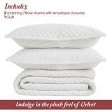 Karina Cotton Velvet Lightweight Geometric Quilt and Pillow Sham Set - Quilt Set by Superior Brand
