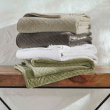 Karina Cotton Velvet Lightweight Geometric Quilt and Pillow Sham Set - Quilt Set by Superior Brand