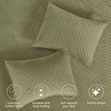 Karina Cotton Velvet Lightweight Geometric Quilt and Pillow Sham Set - Quilt Set by Superior Brand