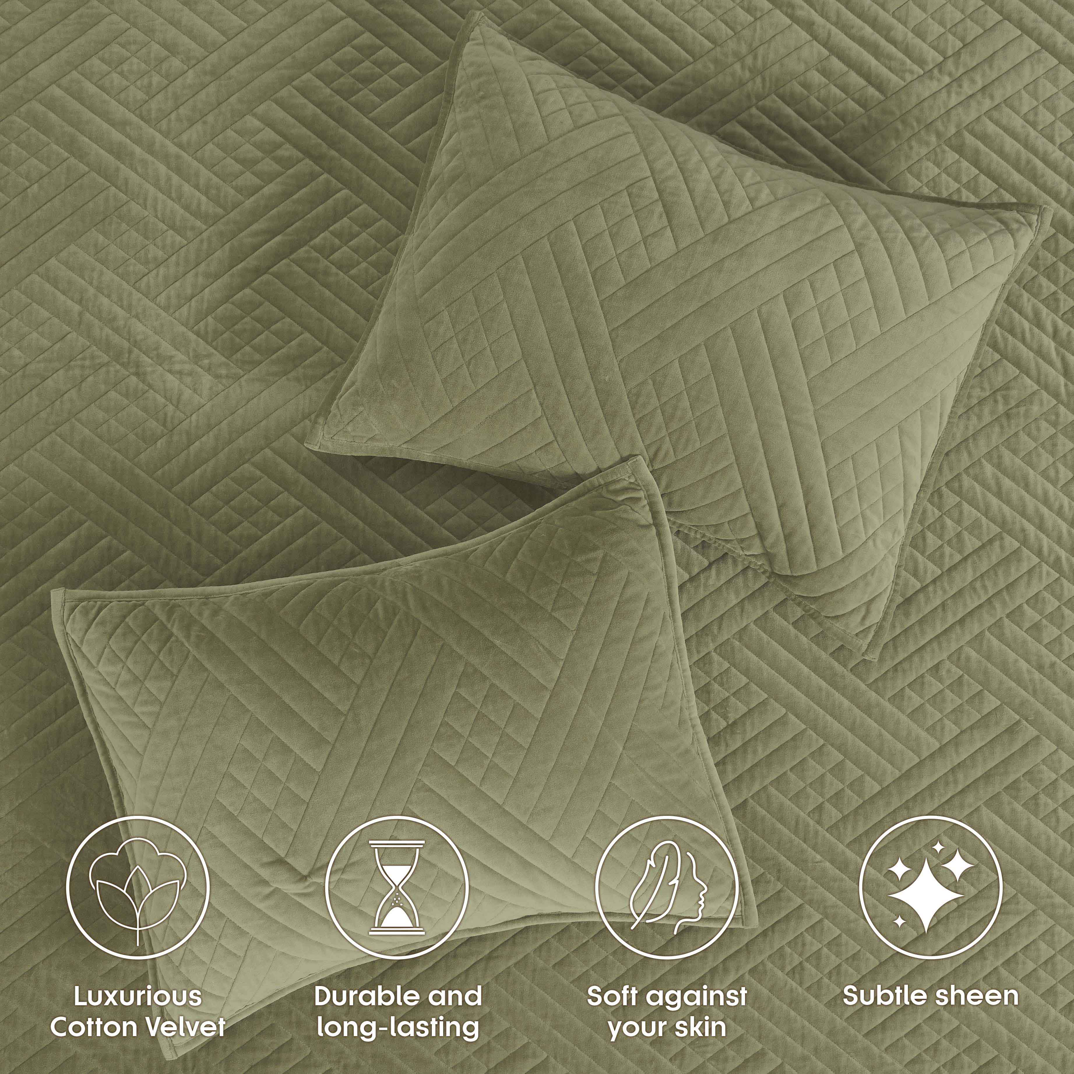 Karina Cotton Velvet Lightweight Geometric Quilt and Pillow Sham Set - Quilt Set by Superior Brand