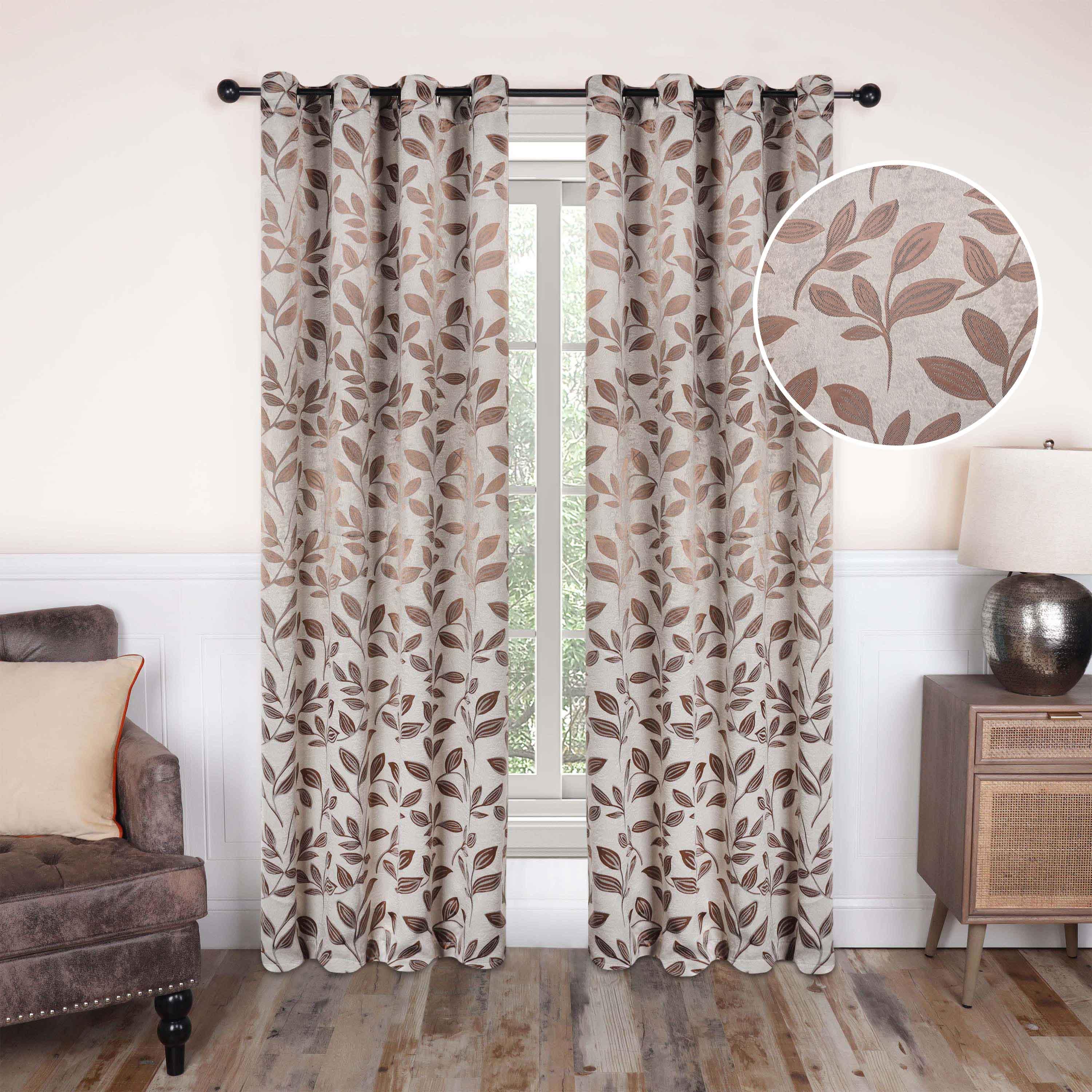 Leaves Machine Washable Room Darkening Blackout Curtains, Set of 2 - Blackout Curtains by Superior Brand