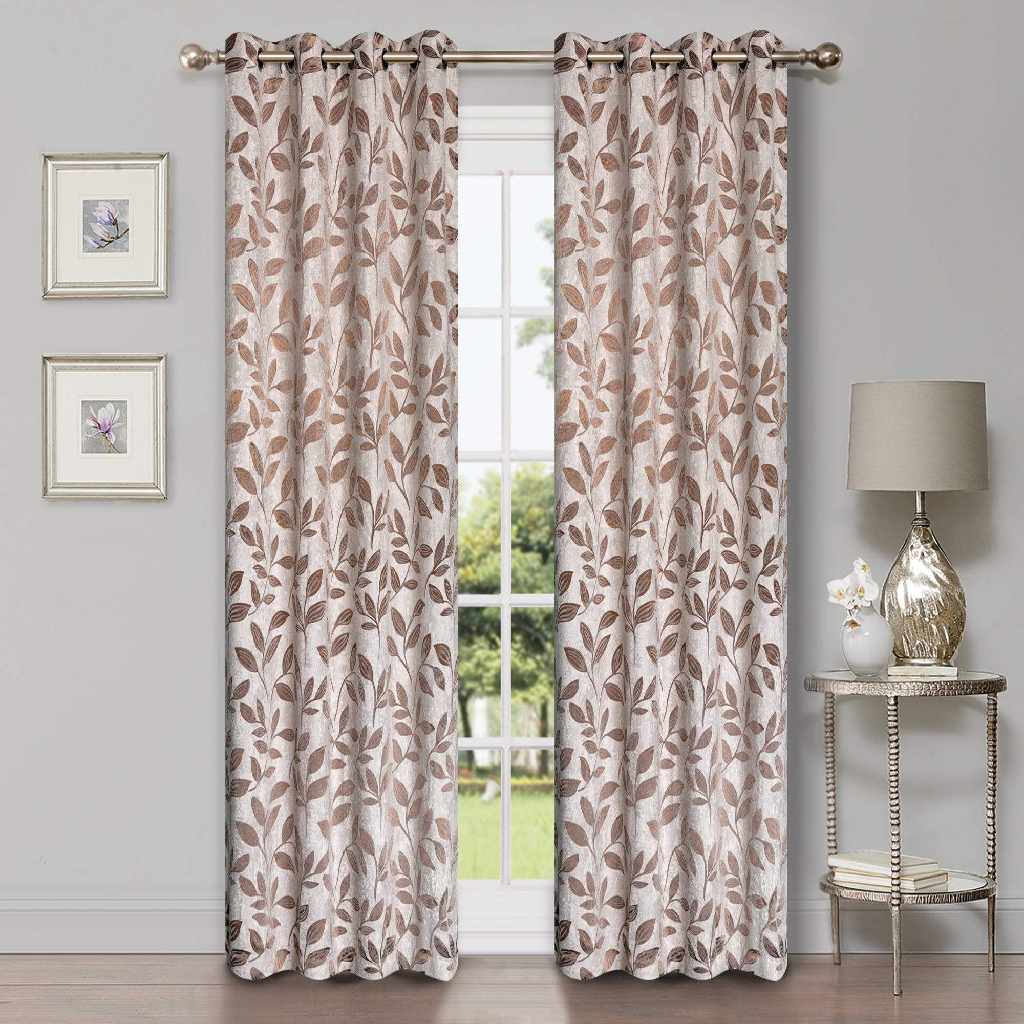Leaves Machine Washable Room Darkening Blackout Curtains, Set of 2 - Blackout Curtains by Superior Brand