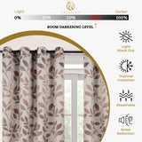 Leaves Machine Washable Room Darkening Blackout Curtains, Set of 2 - Blackout Curtains by Superior Brand
