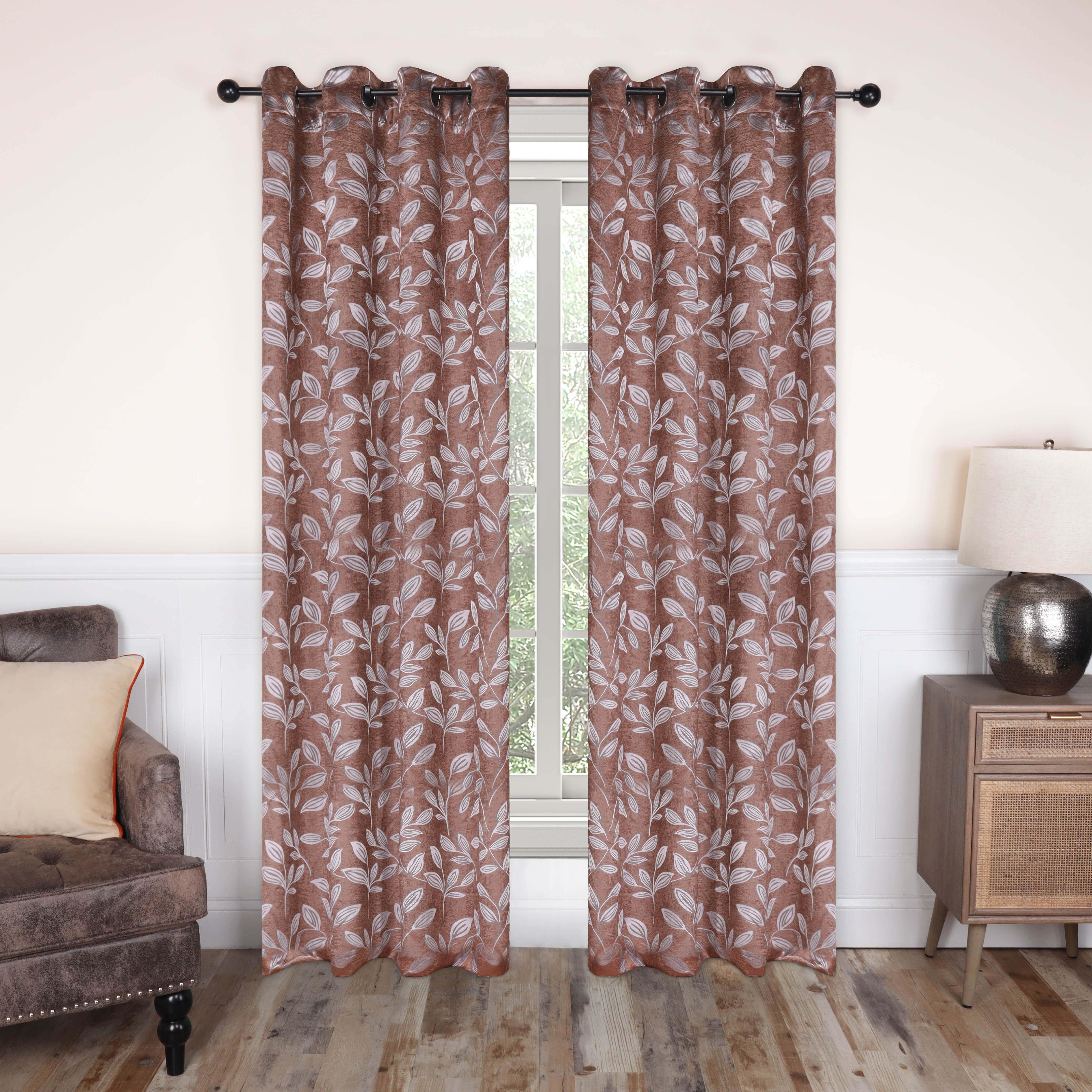 Leaves Machine Washable Room Darkening Blackout Curtains, Set of 2 - Blackout Curtains by Superior Brand