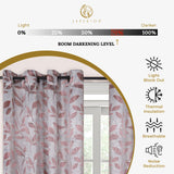 Leaves Machine Washable Room Darkening Blackout Curtains, Set of 2 - Blackout Curtains by Superior Brand