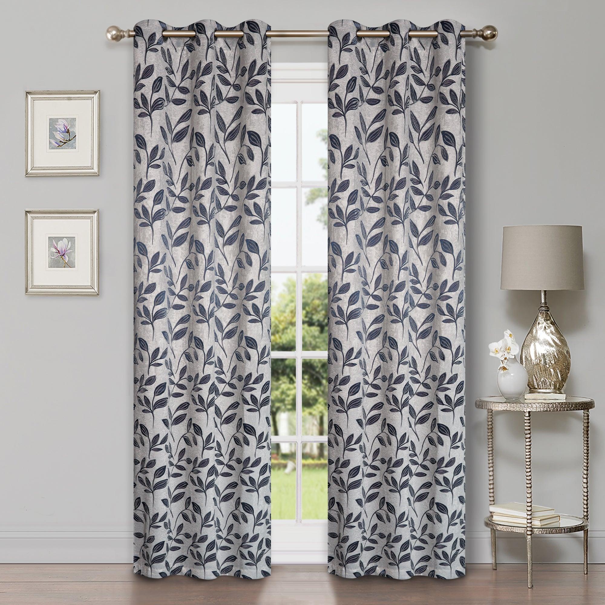 Leaves Machine Washable Room Darkening Blackout Curtains, Set of 2 - Blackout Curtains by Superior Brand