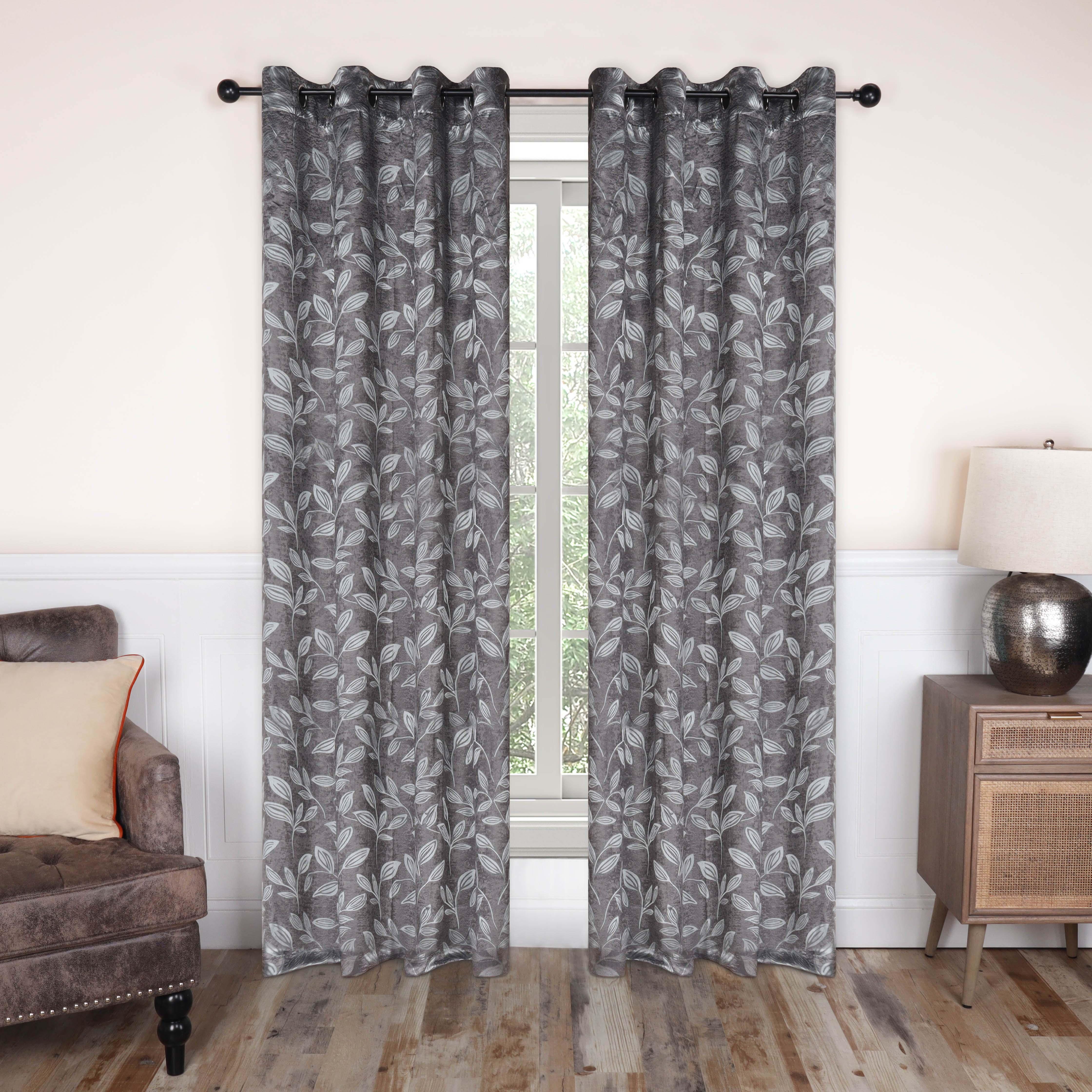 Leaves Machine Washable Room Darkening Blackout Curtains, Set of 2 - Blackout Curtains by Superior Brand