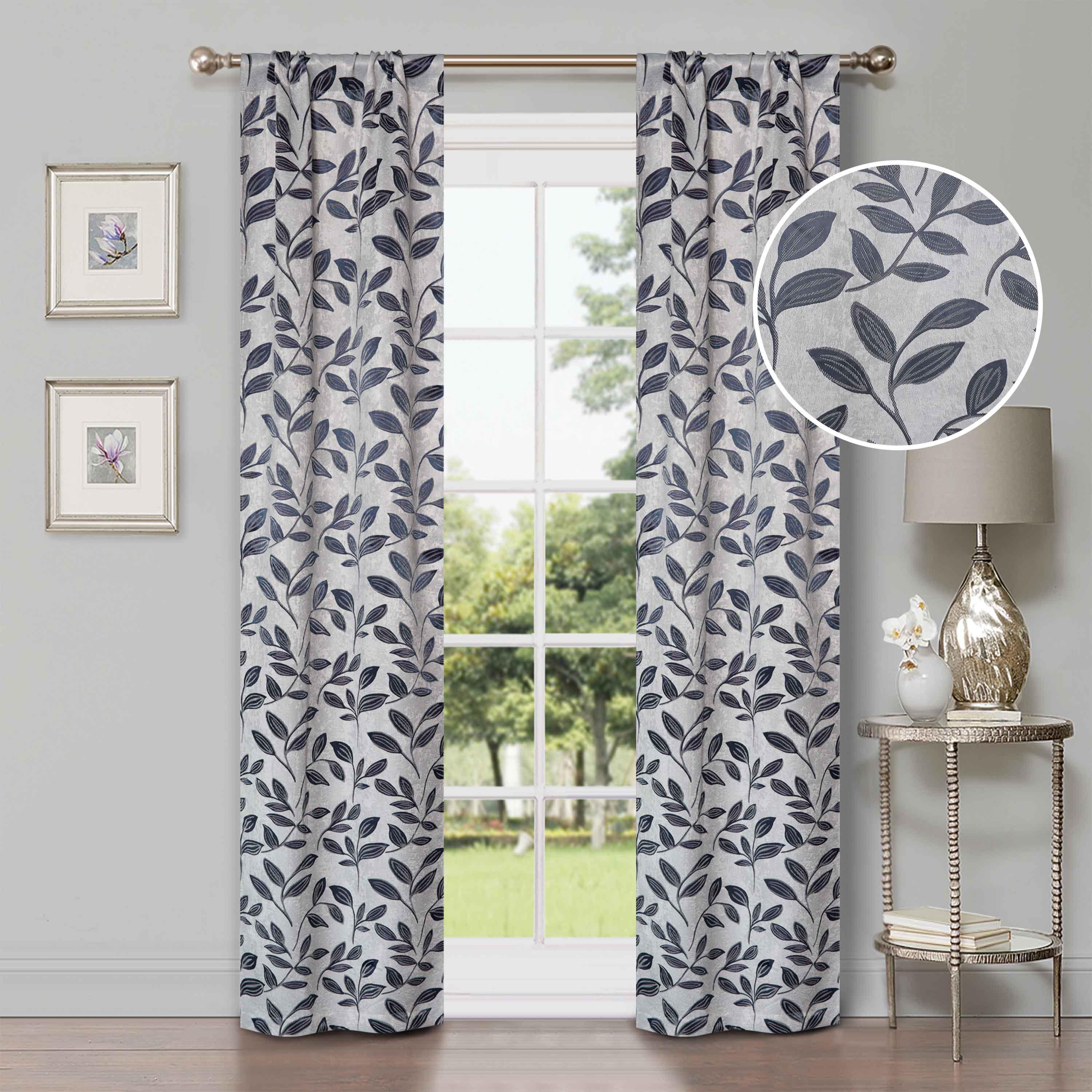 Leaves Machine Washable Room Darkening Blackout Curtains, Set of 2 - Blackout Curtains by Superior Brand