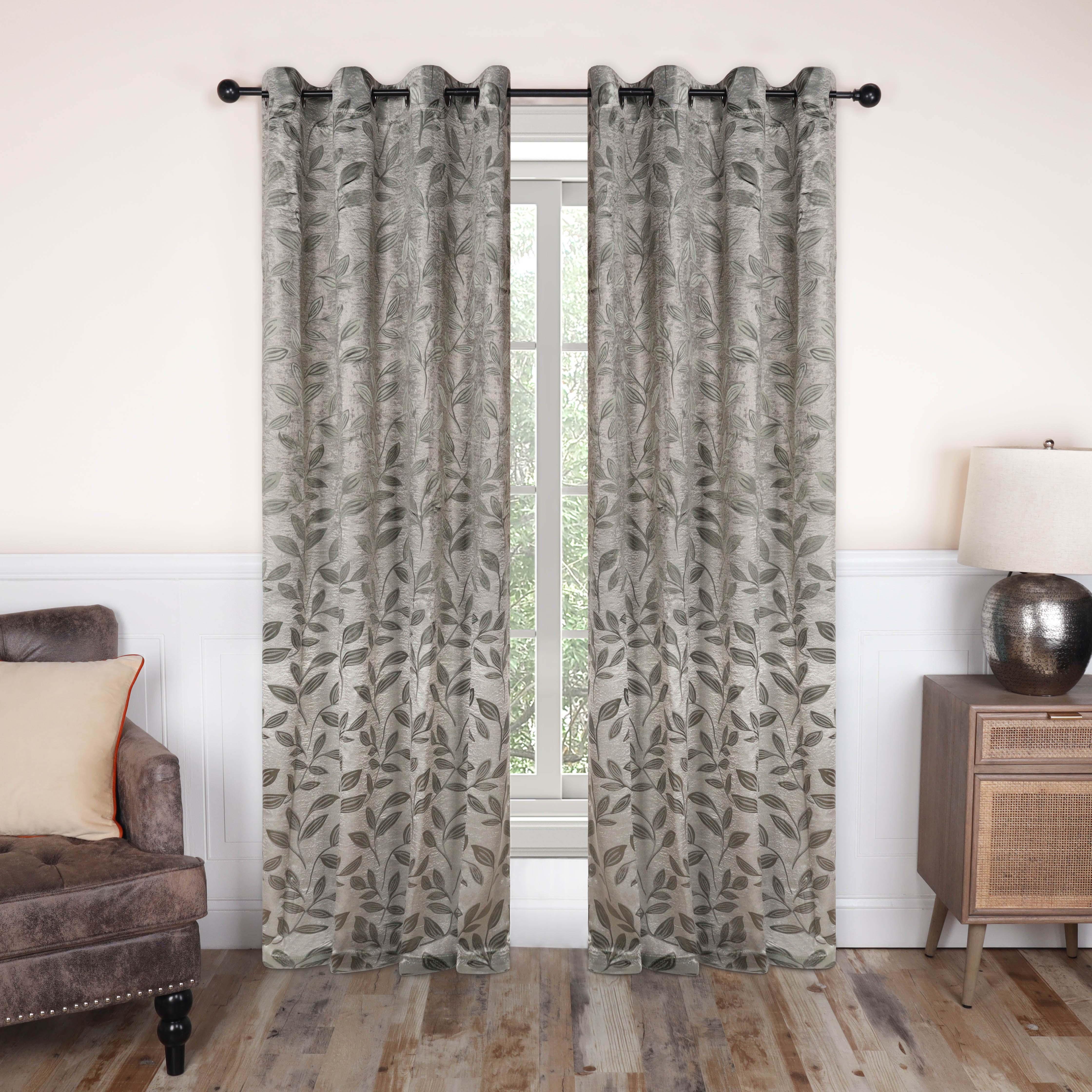 Leaves Machine Washable Room Darkening Blackout Curtains, Set of 2 - Blackout Curtains by Superior Brand
