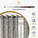 Leaves Machine Washable Room Darkening Blackout Curtains, Set of 2 - Blackout Curtains by Superior Brand