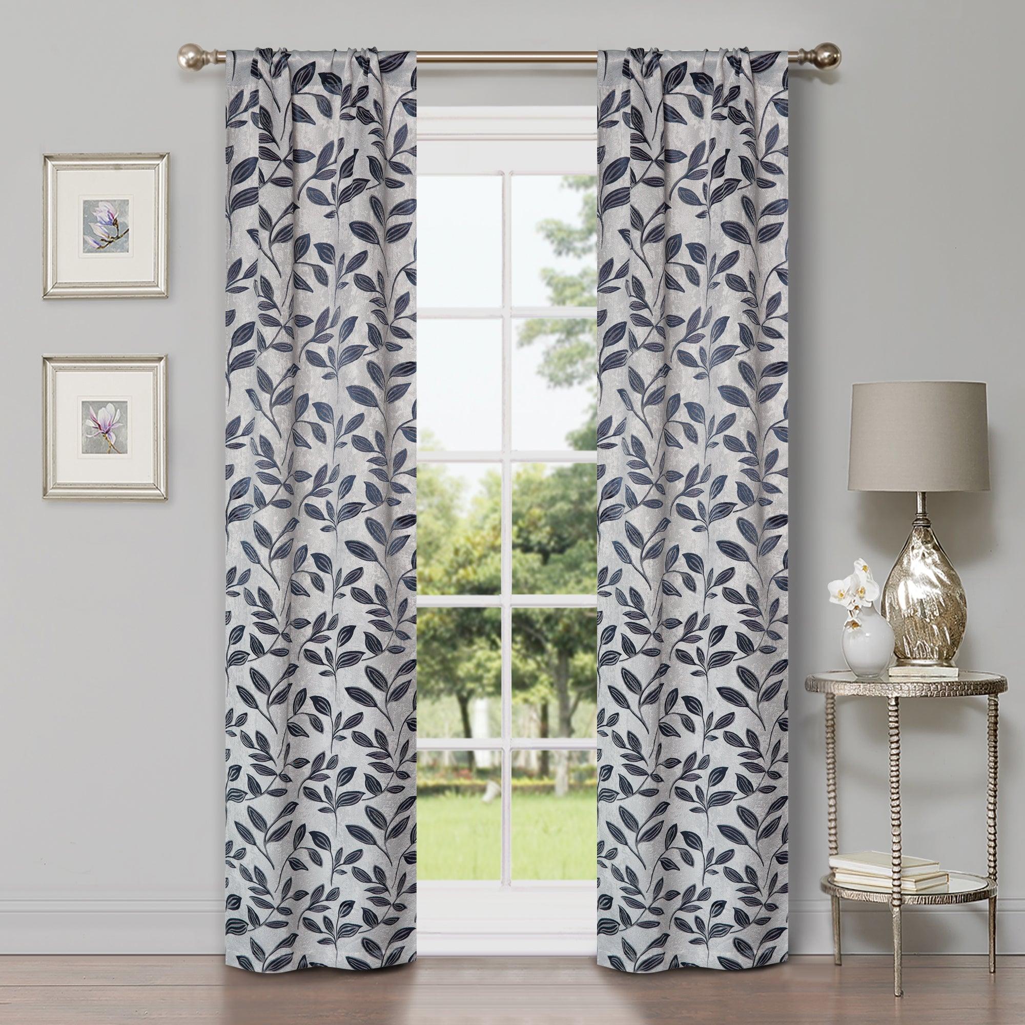 Leaves Machine Washable Room Darkening Blackout Curtains, Set of 2 - Blackout Curtains by Superior Brand