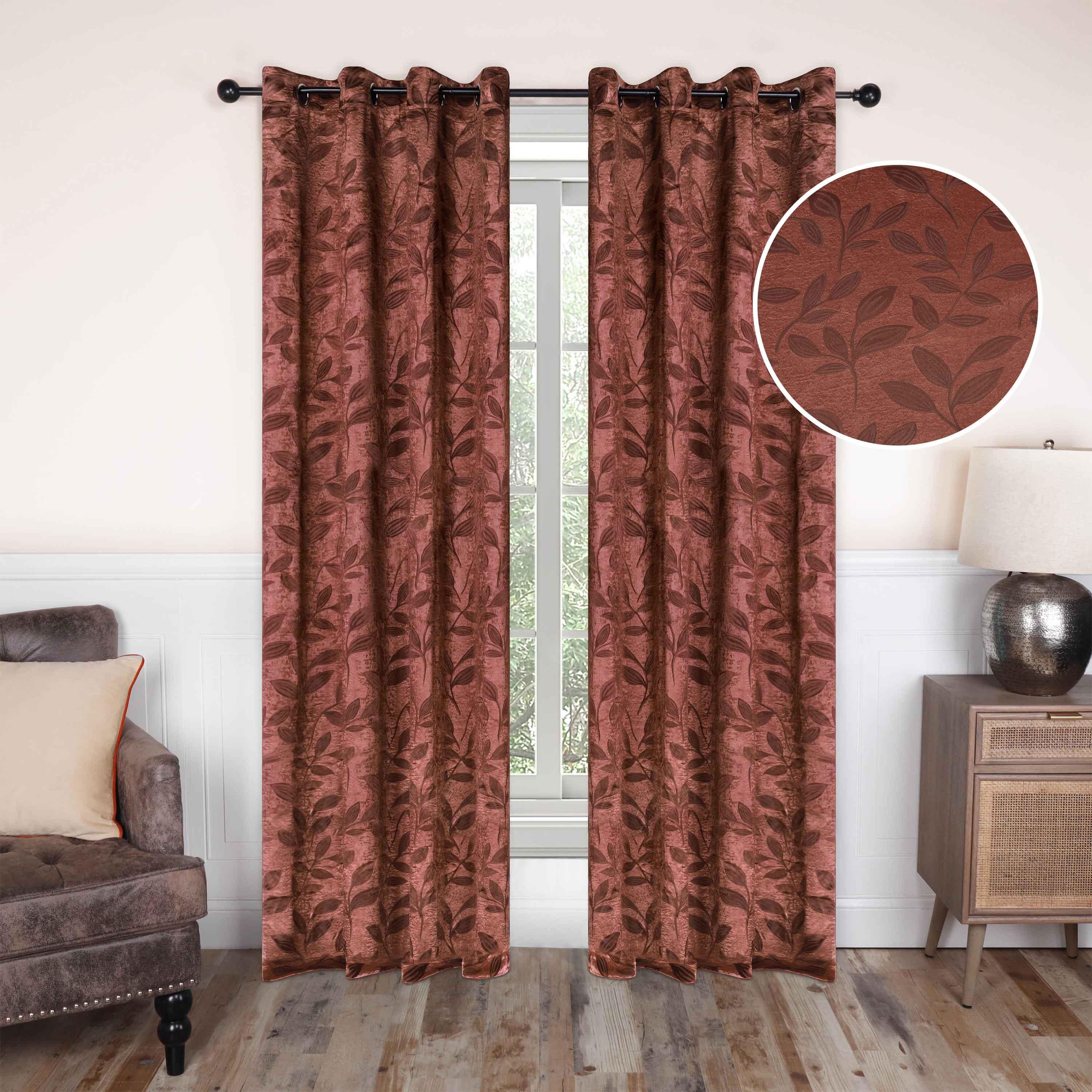 Leaves Machine Washable Room Darkening Blackout Curtains, Set of 2 - Blackout Curtains by Superior Brand