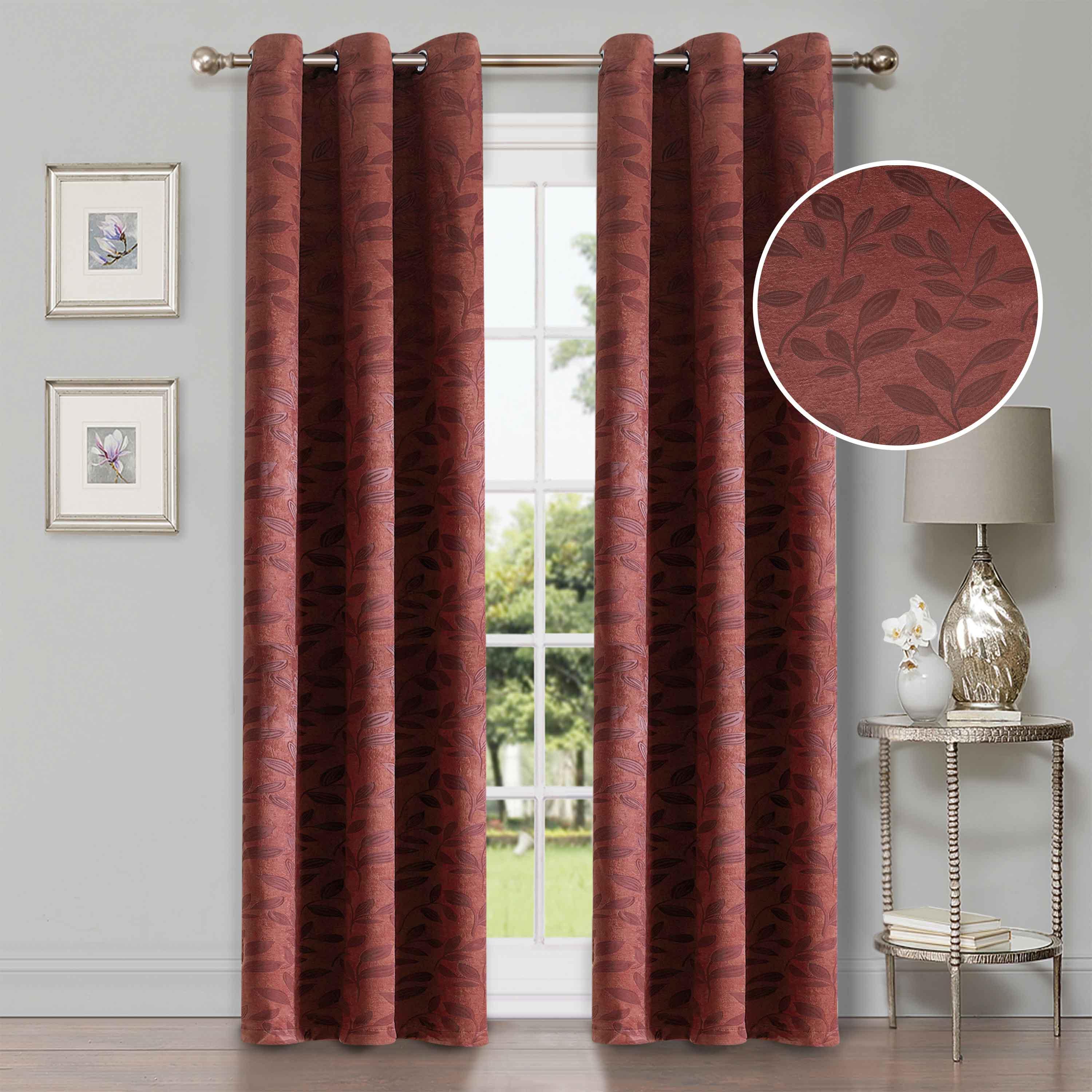 Leaves Machine Washable Room Darkening Blackout Curtains, Set of 2 - Blackout Curtains by Superior Brand