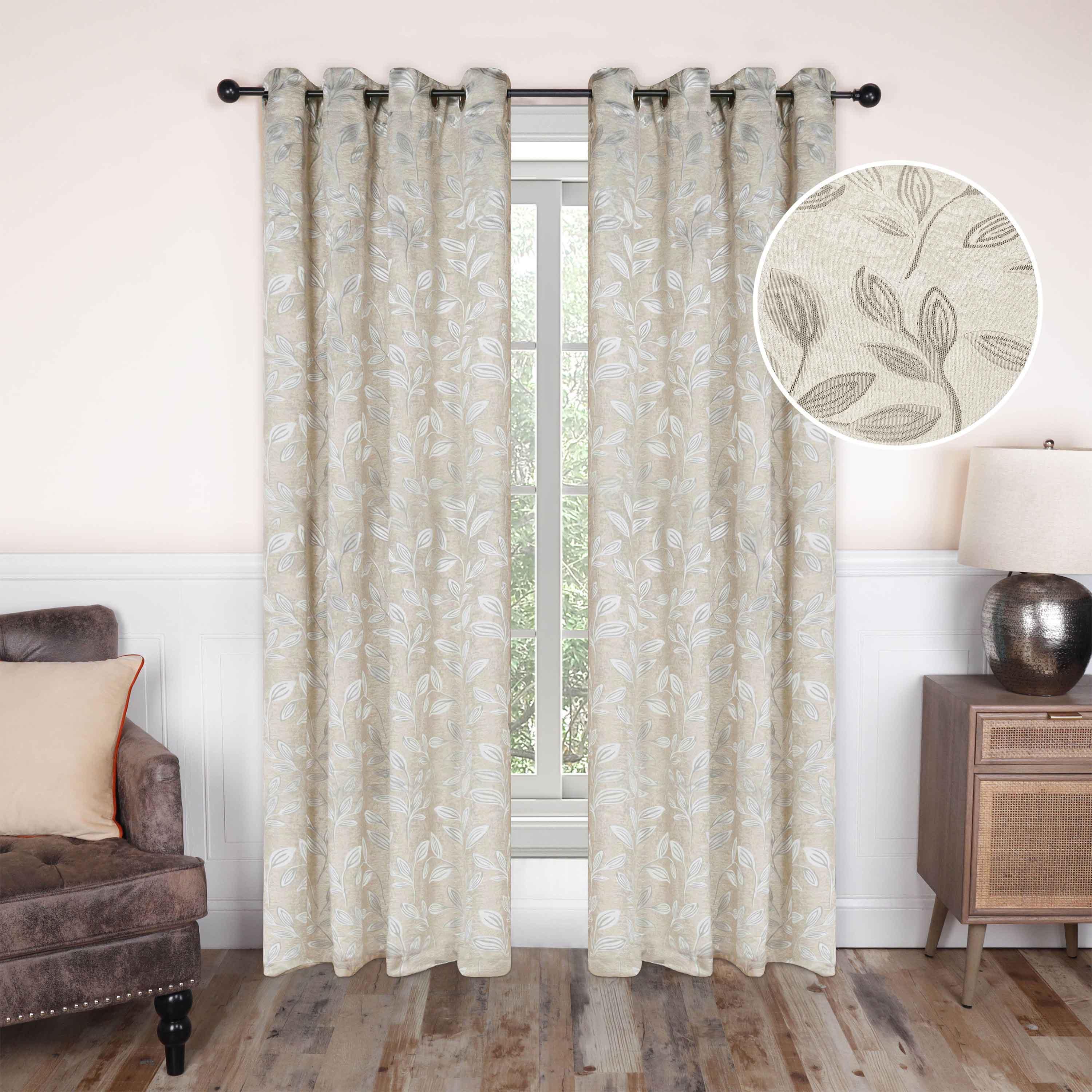 Leaves Machine Washable Room Darkening Blackout Curtains, Set of 2 - Blackout Curtains by Superior Brand