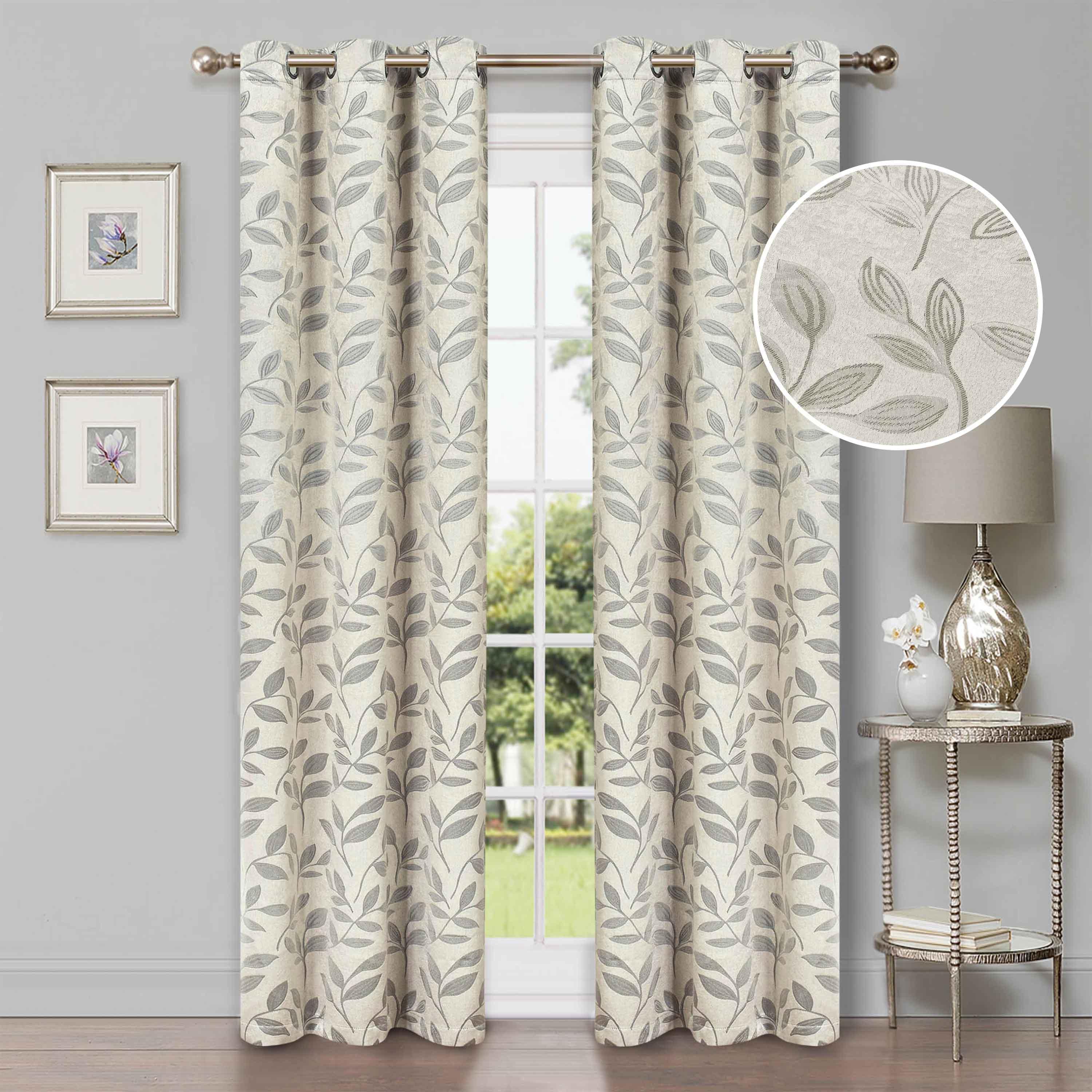 Leaves Machine Washable Room Darkening Blackout Curtains, Set of 2 - Blackout Curtains by Superior Brand