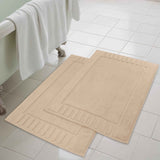 Leo Cotton Solid Modern Absorbent Heavy Washable Bath Mat Set of 2 - Bath Mats by Superior Brand