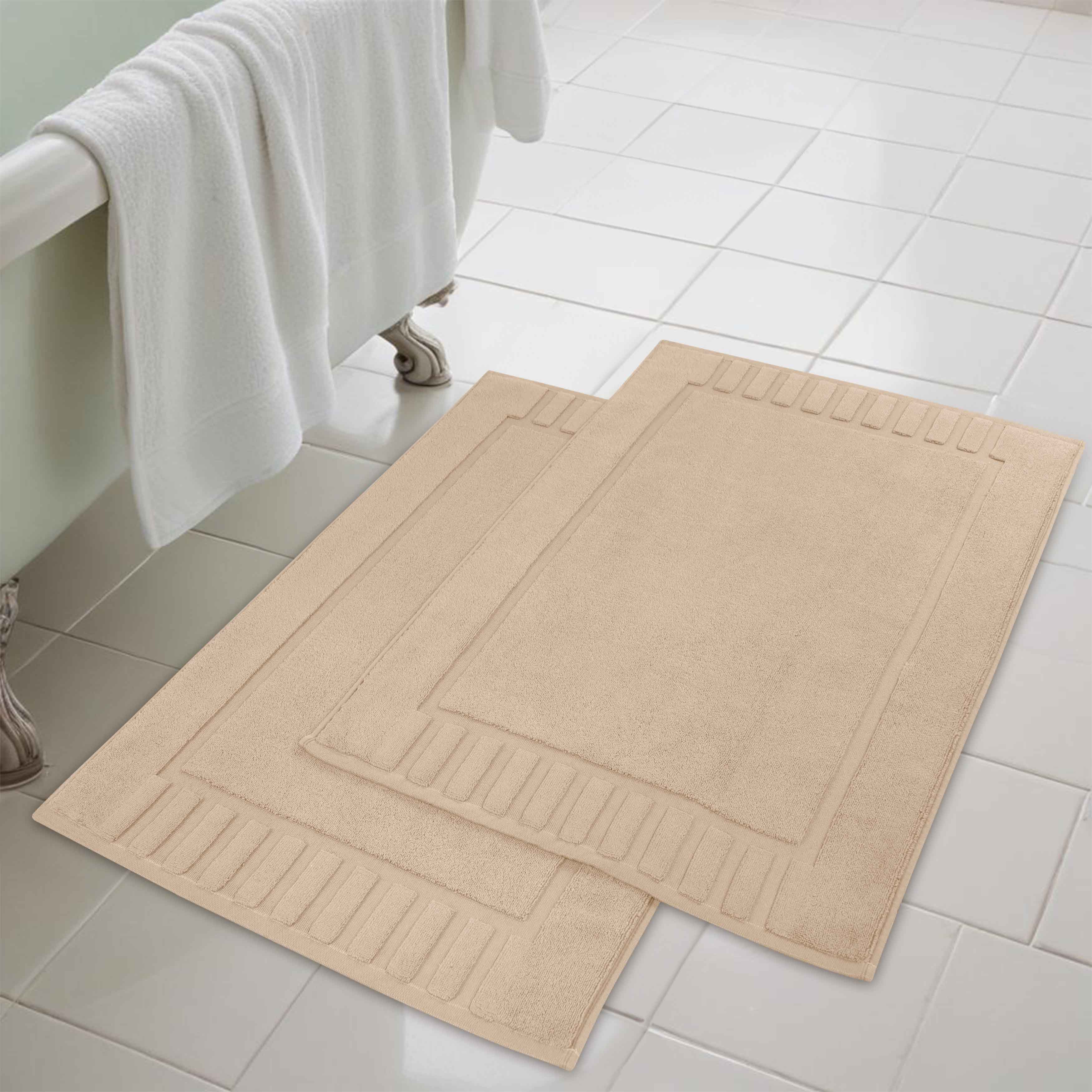 Leo Cotton Solid Modern Absorbent Heavy Washable Bath Mat Set of 2 - Bath Mats by Superior Brand