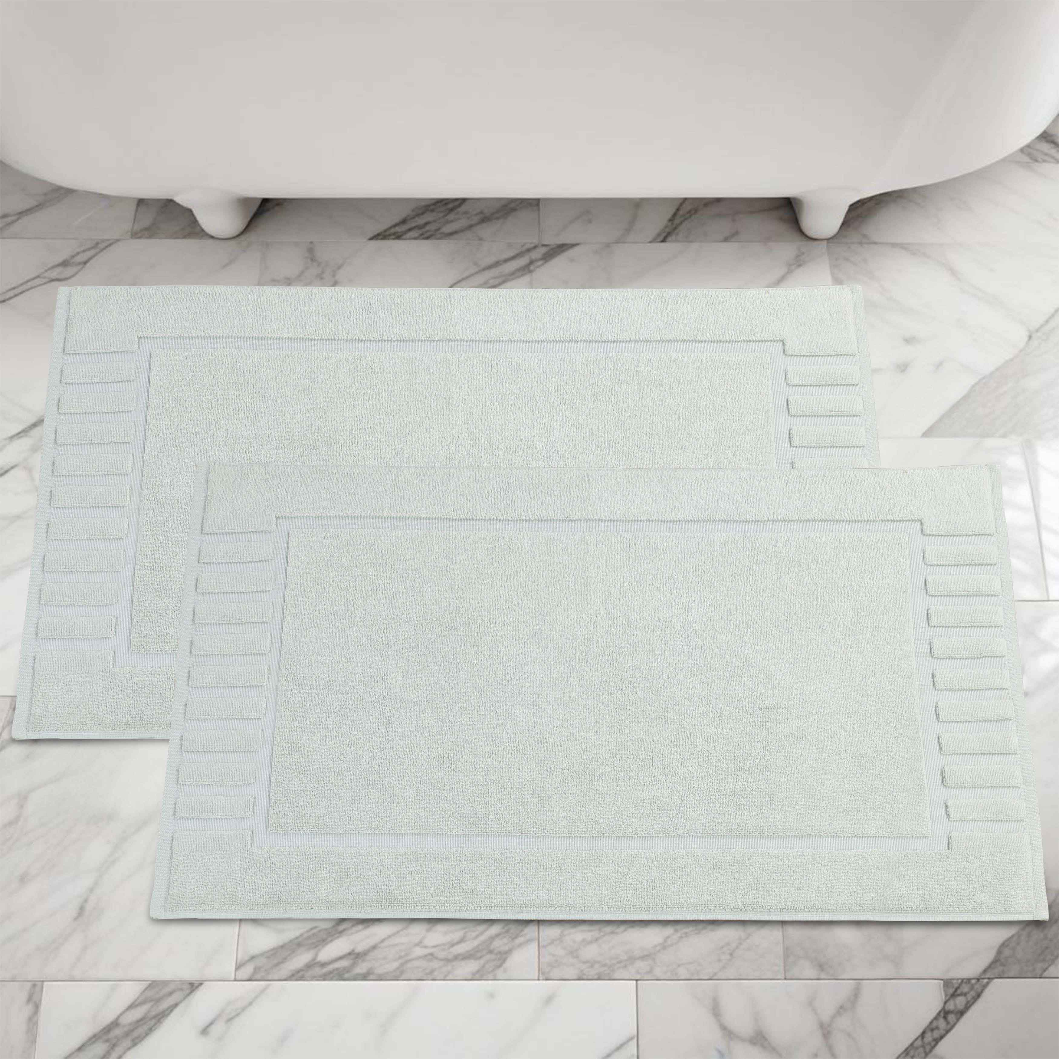 Leo Cotton Solid Modern Absorbent Heavy Washable Bath Mat Set of 2 - Bath Mats by Superior Brand