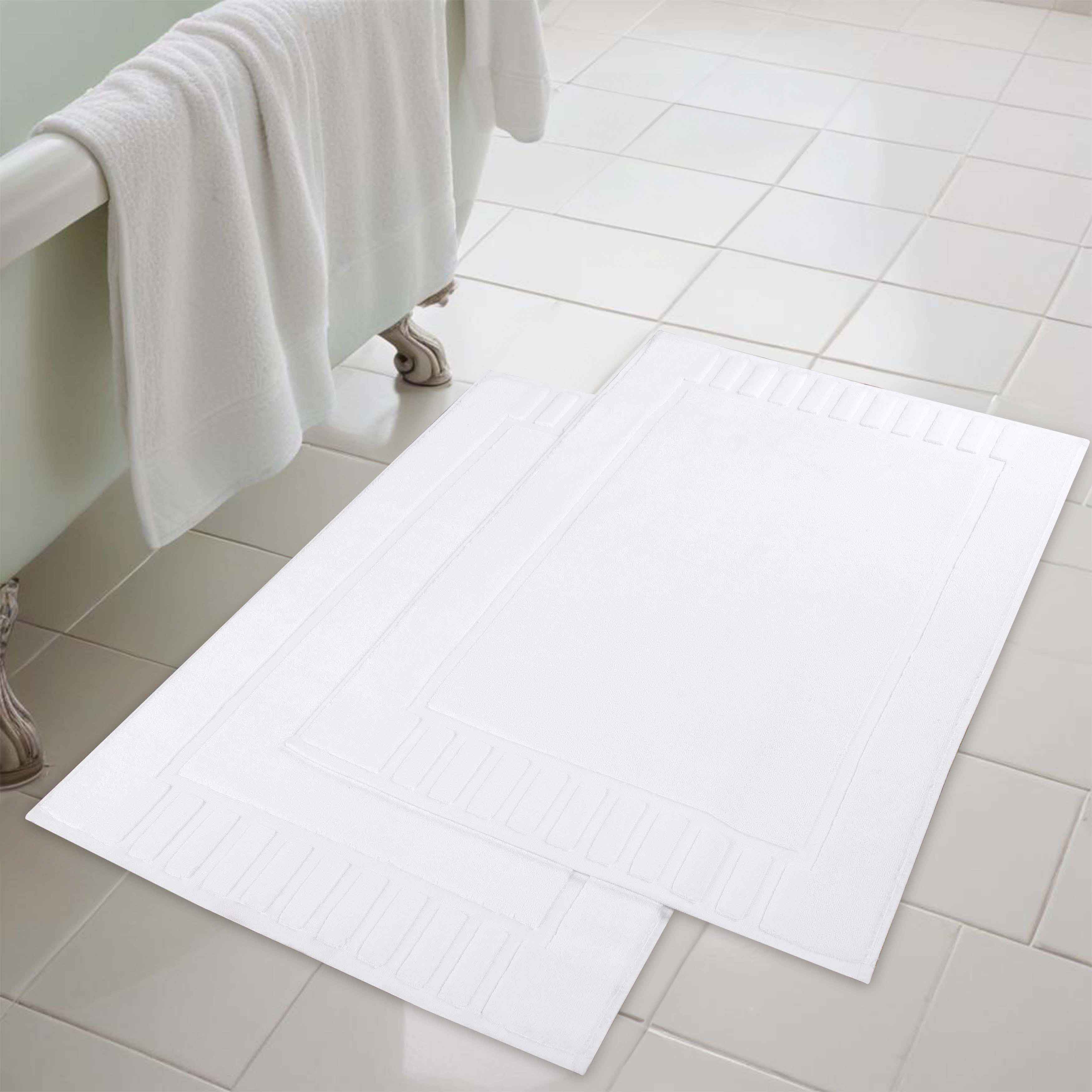 Leo Cotton Solid Modern Absorbent Heavy Washable Bath Mat Set of 2 - Bath Mats by Superior Brand